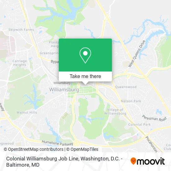 Colonial Williamsburg Job Line map