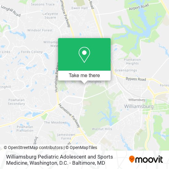 Williamsburg Pediatric Adolescent and Sports Medicine map