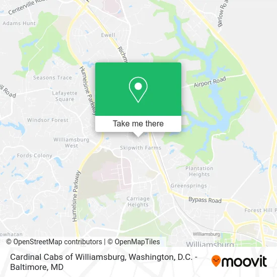 Cardinal Cabs of Williamsburg map