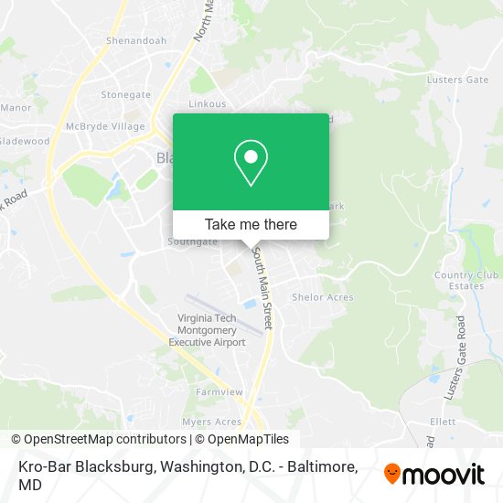 Mapa de Kro-Bar Blacksburg