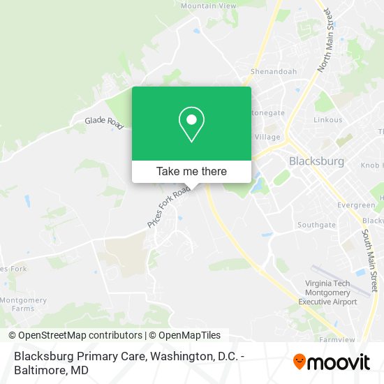 Blacksburg Primary Care map