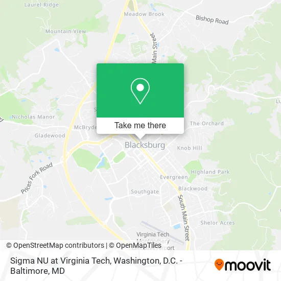 Sigma NU at Virginia Tech map