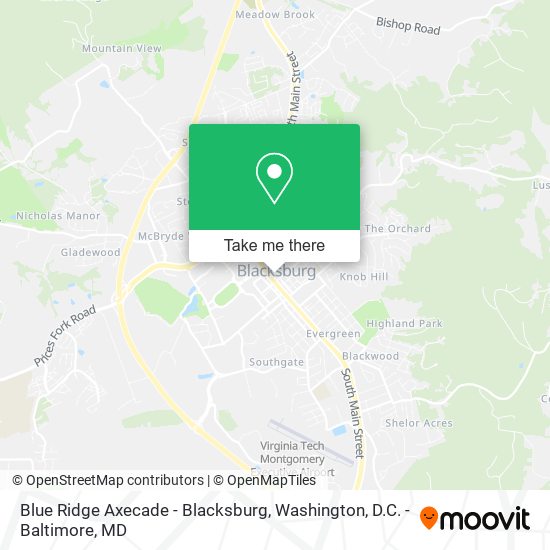 Blue Ridge Axecade - Blacksburg map