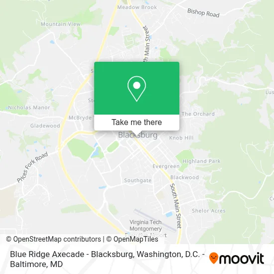 Blue Ridge Axecade - Blacksburg map