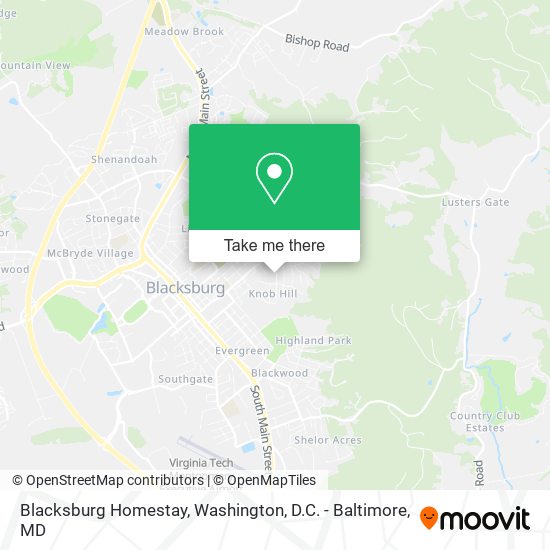 Mapa de Blacksburg Homestay