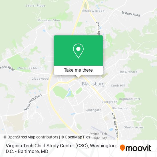Virginia Tech Child Study Center (CSC) map