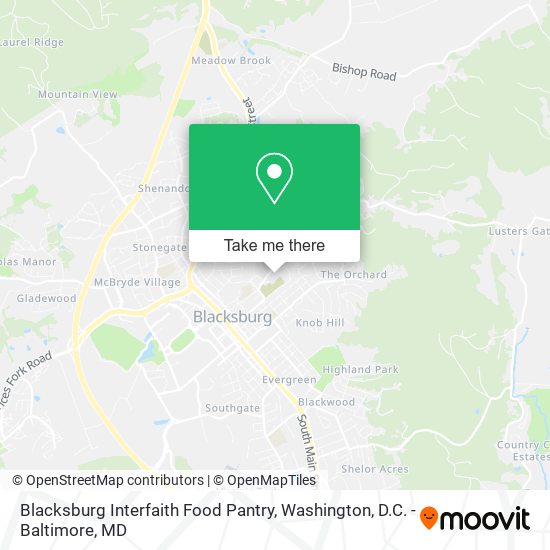 Mapa de Blacksburg Interfaith Food Pantry