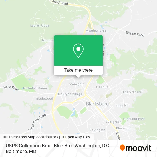 Mapa de USPS Collection Box - Blue Box