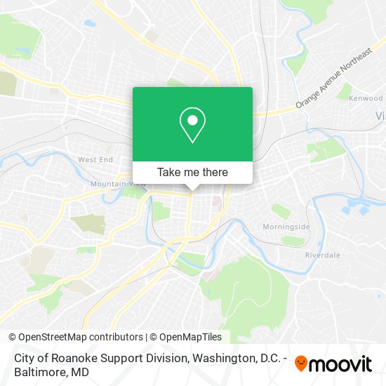 City of Roanoke Support Division map