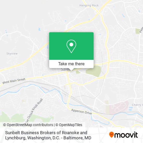 Sunbelt Business Brokers of Roanoke and Lynchburg map