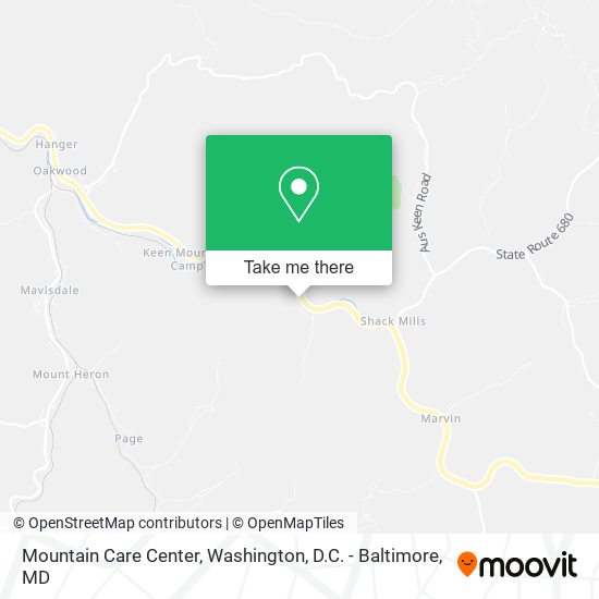 Mountain Care Center map