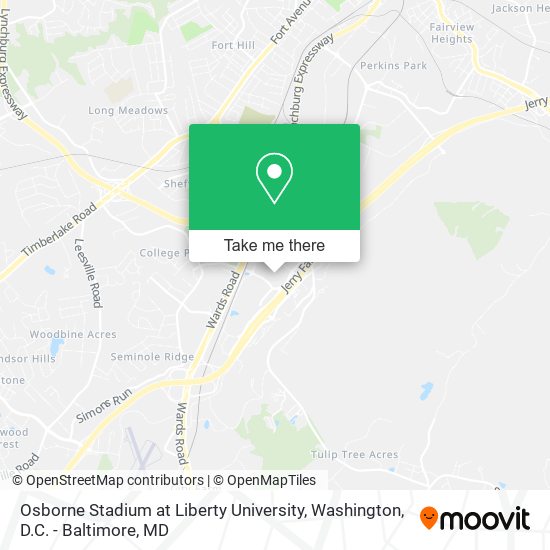 Osborne Stadium at Liberty University map