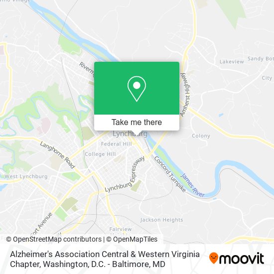 Mapa de Alzheimer's Association Central & Western Virginia Chapter