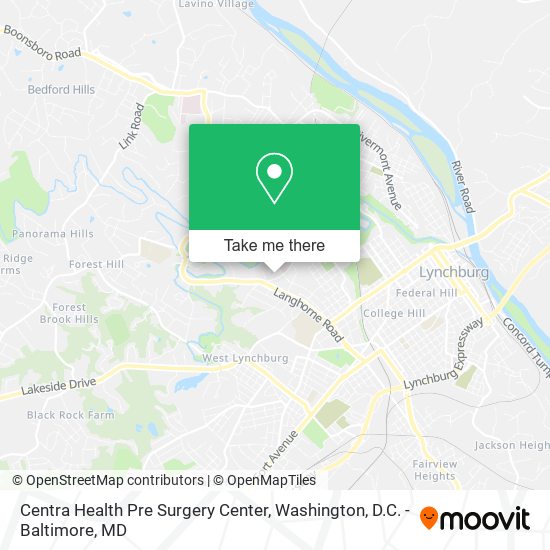 Centra Health Pre Surgery Center map