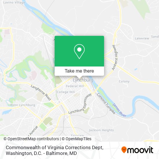 Commonwealth of Virginia Corrections Dept map