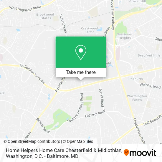 Mapa de Home Helpers Home Care Chesterfield & Midlothian