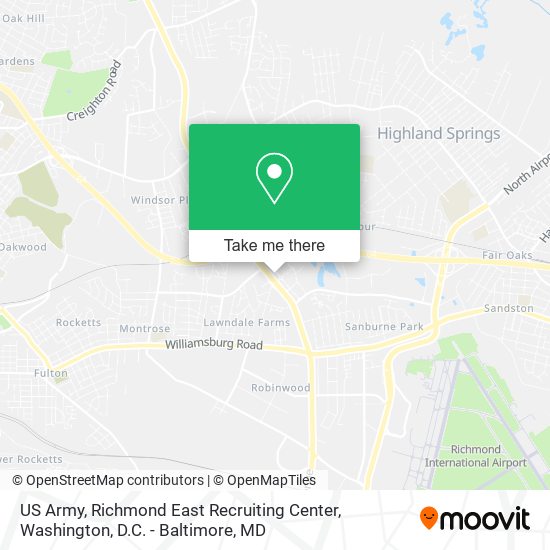 Mapa de US Army, Richmond East Recruiting Center
