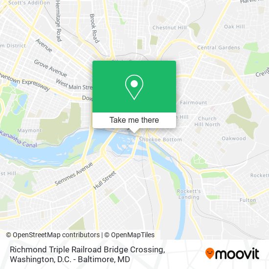 Mapa de Richmond Triple Railroad Bridge Crossing