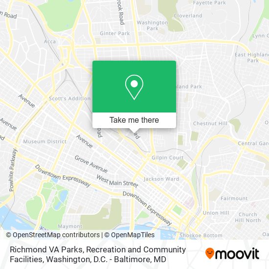 Richmond VA Parks, Recreation and Community Facilities map