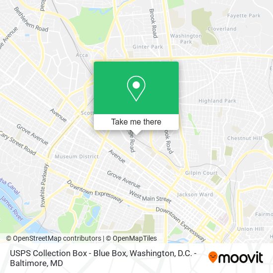 Mapa de USPS Collection Box - Blue Box