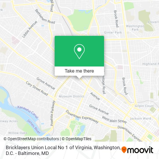 Bricklayers Union Local No 1 of Virginia map