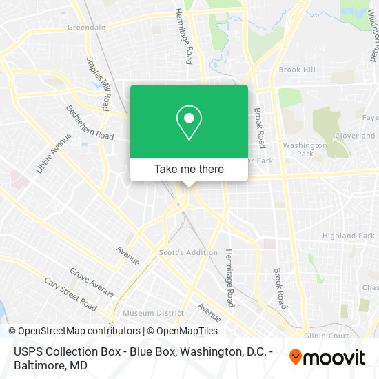 Mapa de USPS Collection Box - Blue Box