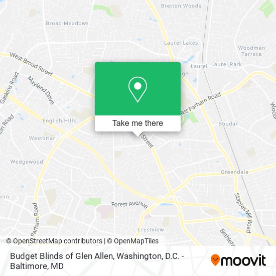 Budget Blinds of Glen Allen map
