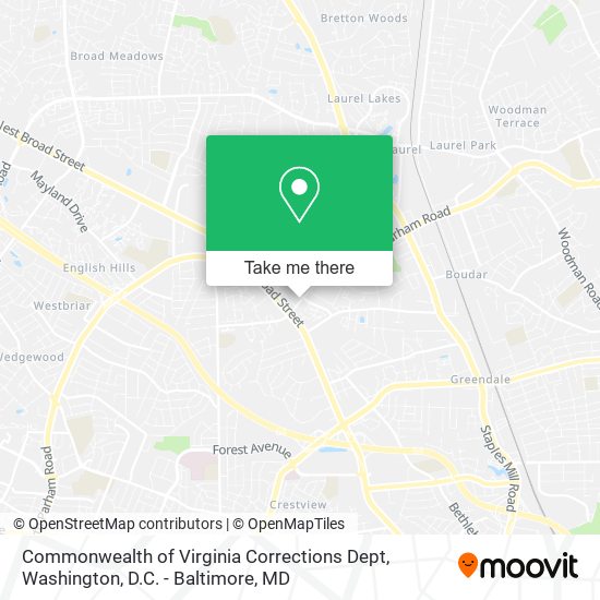 Commonwealth of Virginia Corrections Dept map