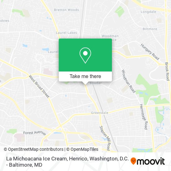 La Michoacana Ice Cream, Henrico map