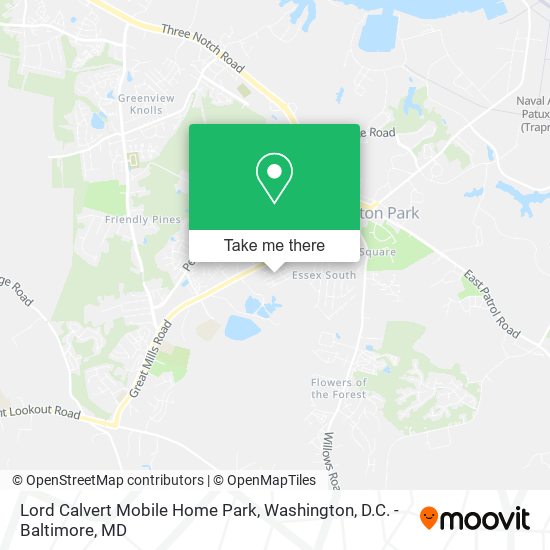 Mapa de Lord Calvert Mobile Home Park