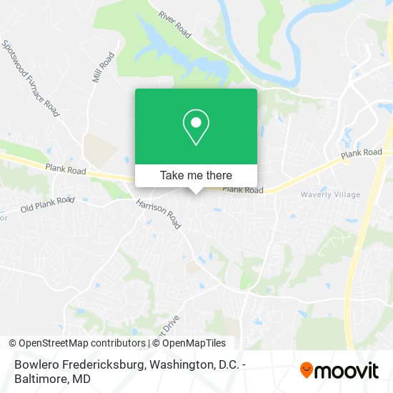 Mapa de Bowlero Fredericksburg
