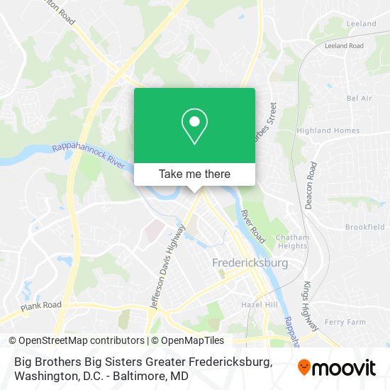 Big Brothers Big Sisters Greater Fredericksburg map