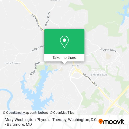 Mary Washington Physcial Therapy map