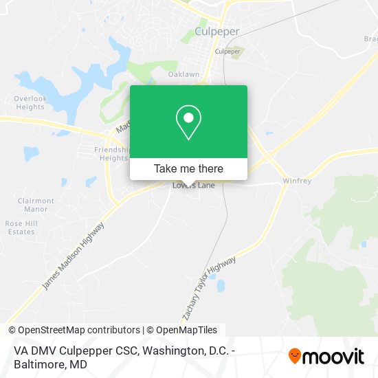 VA DMV Culpepper CSC map