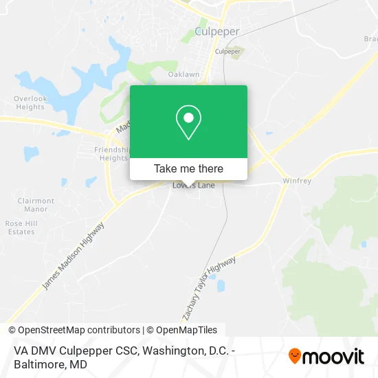 VA DMV Culpepper CSC map