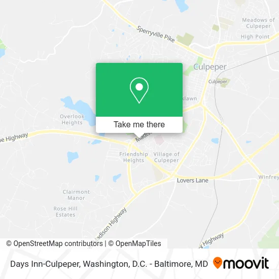 Days Inn-Culpeper map