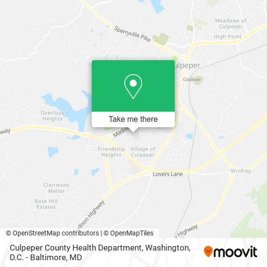 Culpeper County Health Department map