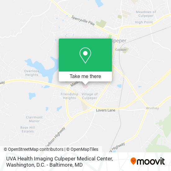 Mapa de UVA Health Imaging Culpeper Medical Center