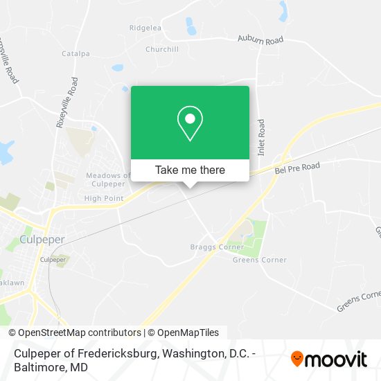 Culpeper of Fredericksburg map