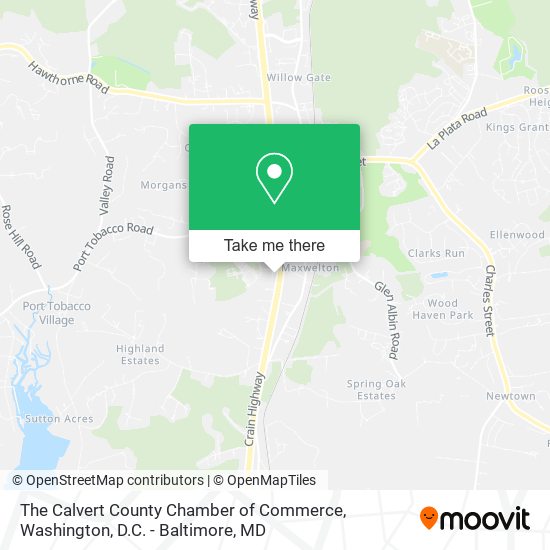 The Calvert County Chamber of Commerce map