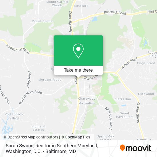 Sarah Swann, Realtor in Southern Maryland map