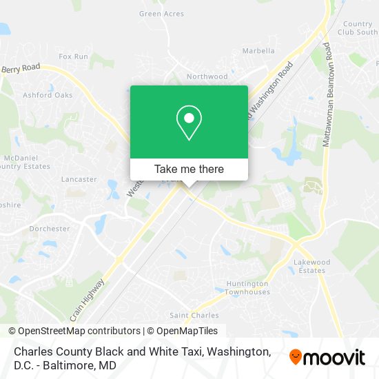 Mapa de Charles County Black and White Taxi
