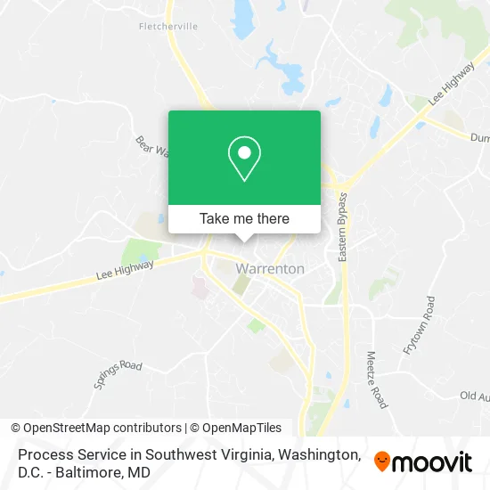 Process Service in Southwest Virginia map