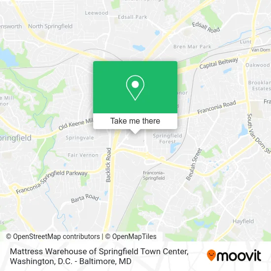 Mattress Warehouse of Springfield Town Center map