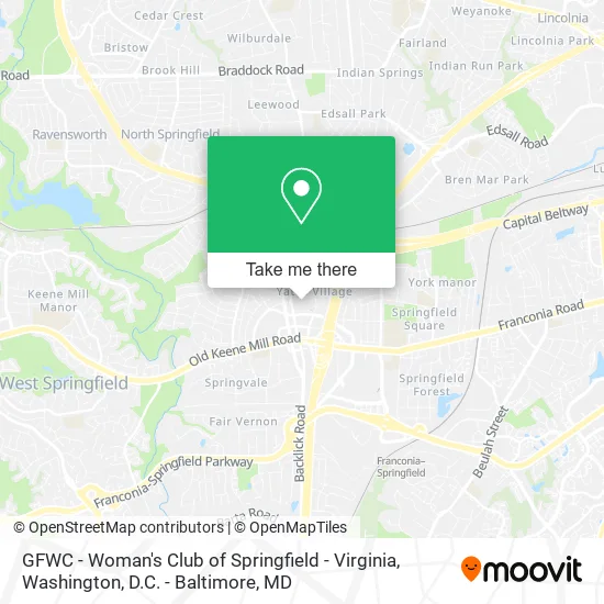 GFWC - Woman's Club of Springfield - Virginia map