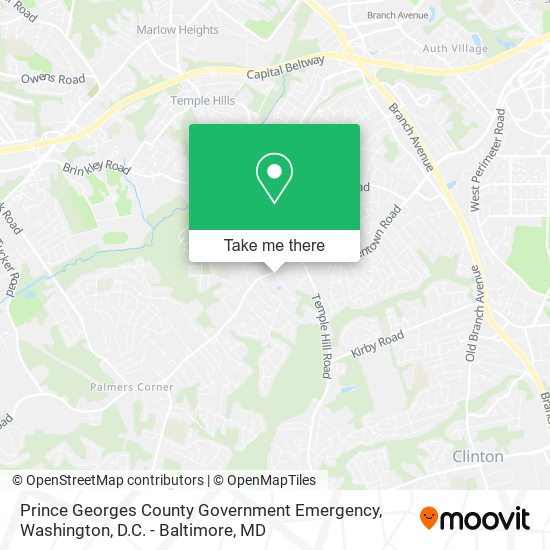 Prince Georges County Government Emergency map