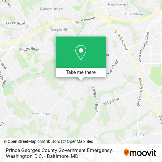 Prince Georges County Government Emergency map