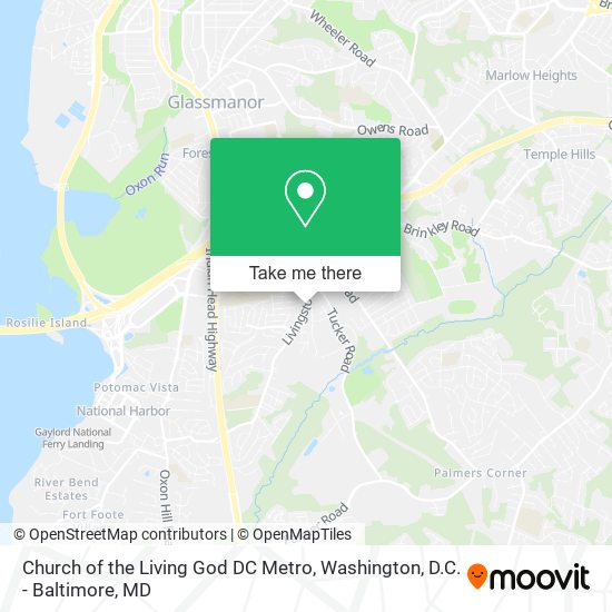 Church of the Living God DC Metro map