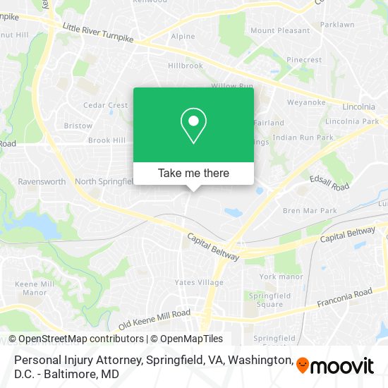 Personal Injury Attorney, Springfield, VA map