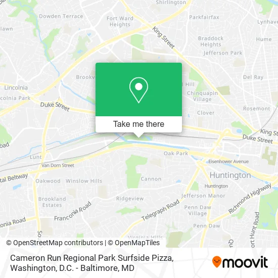 Mapa de Cameron Run Regional Park Surfside Pizza